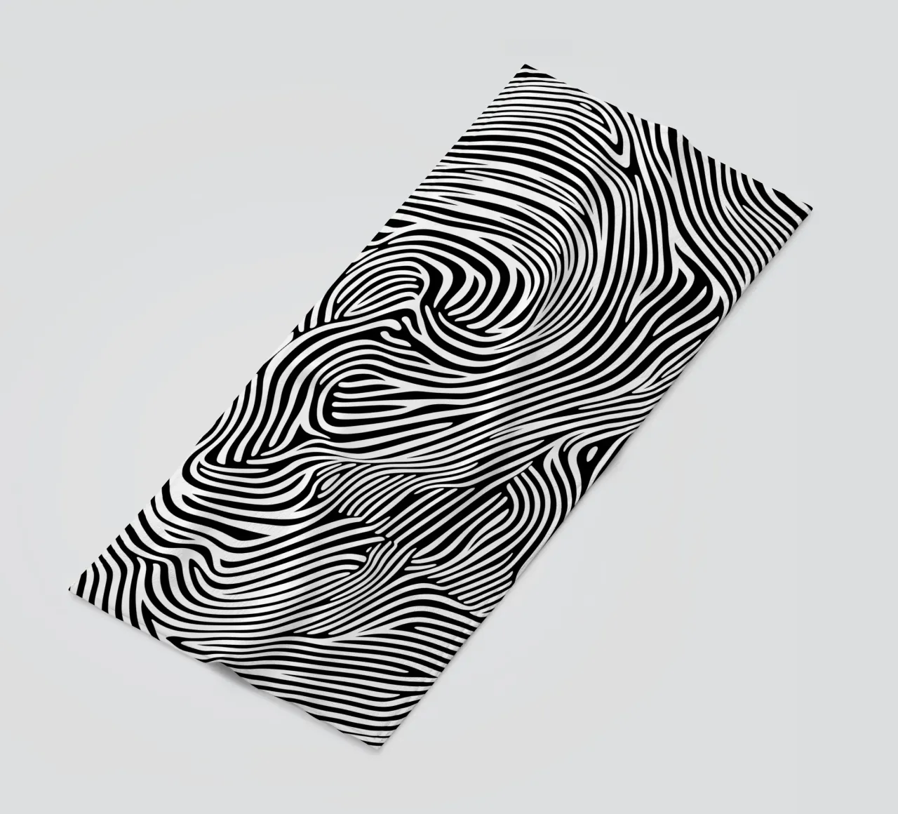 Psychedelic lines Art in black and white beach towel by Autofocus