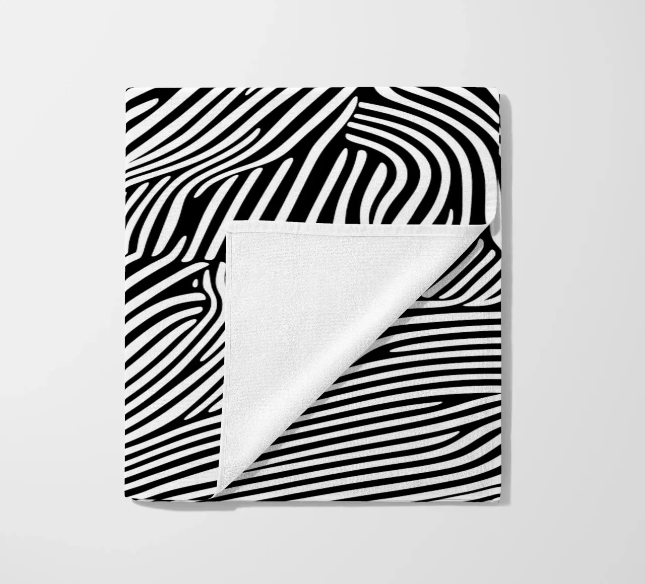 Psychedelic lines Art in black and white beach towel by Autofocus