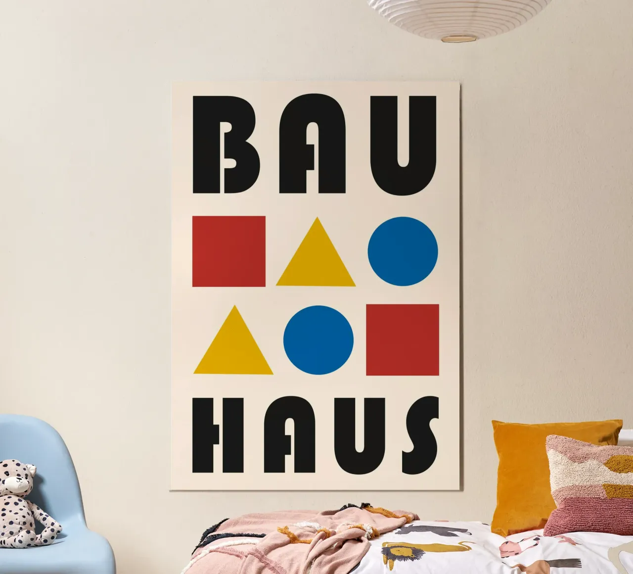 Poster Bauhaus Forme di base Colori primari Design geometrico alluminio dibond da Grungeo