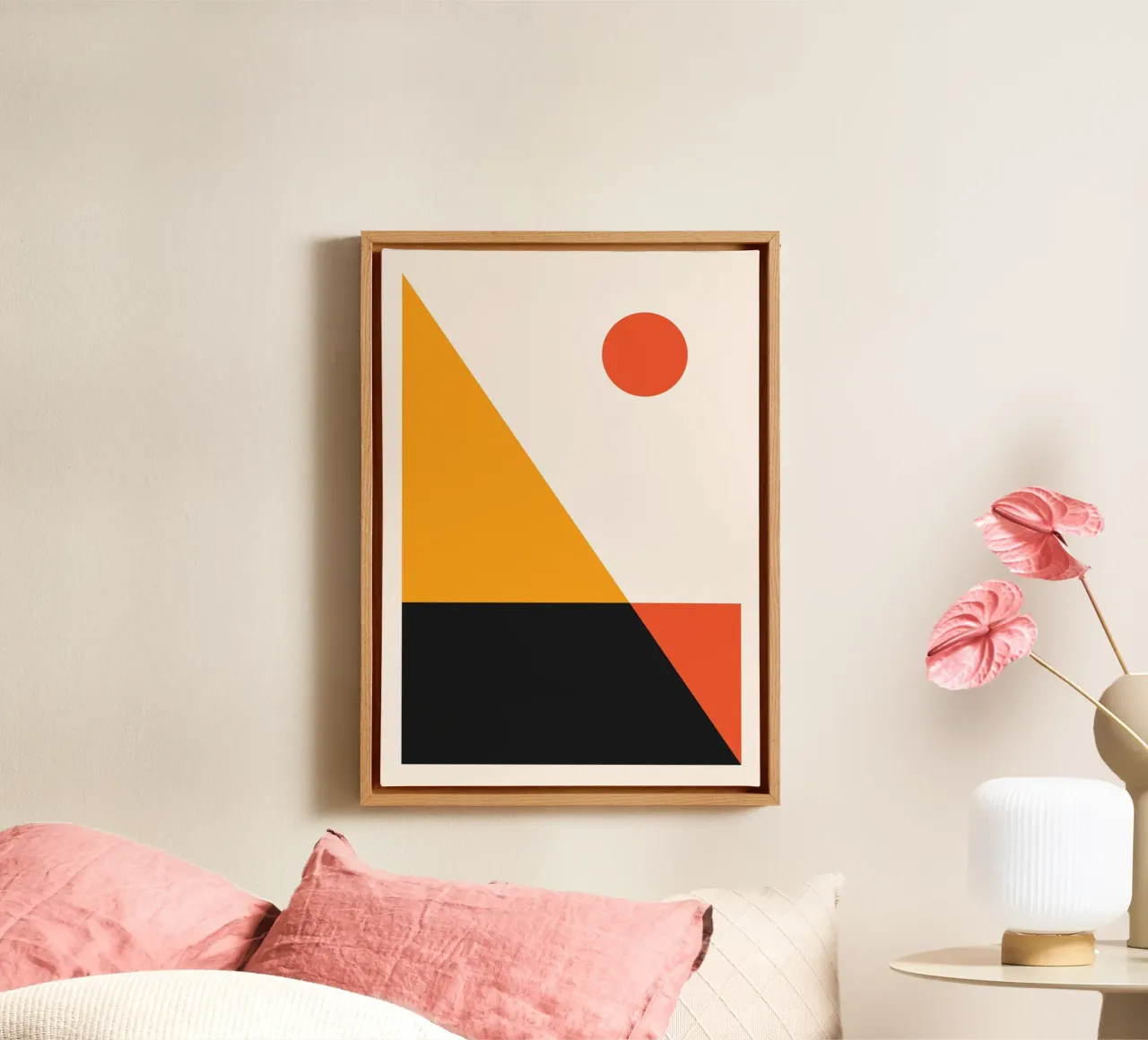 Minimalist Sunset Abstract Print Geometric Color Block Art canvas by Grungeo