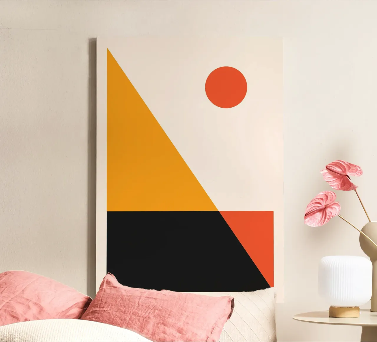 Minimalist Sunset Abstract Print Geometric Color Block Art canvas by Grungeo