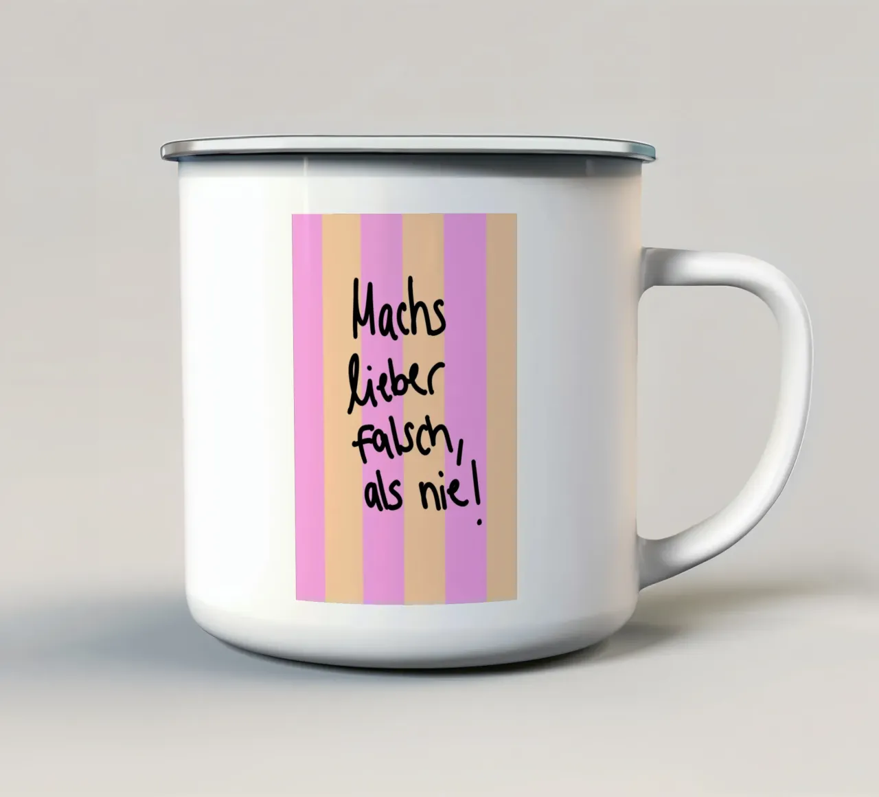 Machs lieber falsch als nie! tazza in smalto da Hej Ibiza by Ute Arnold