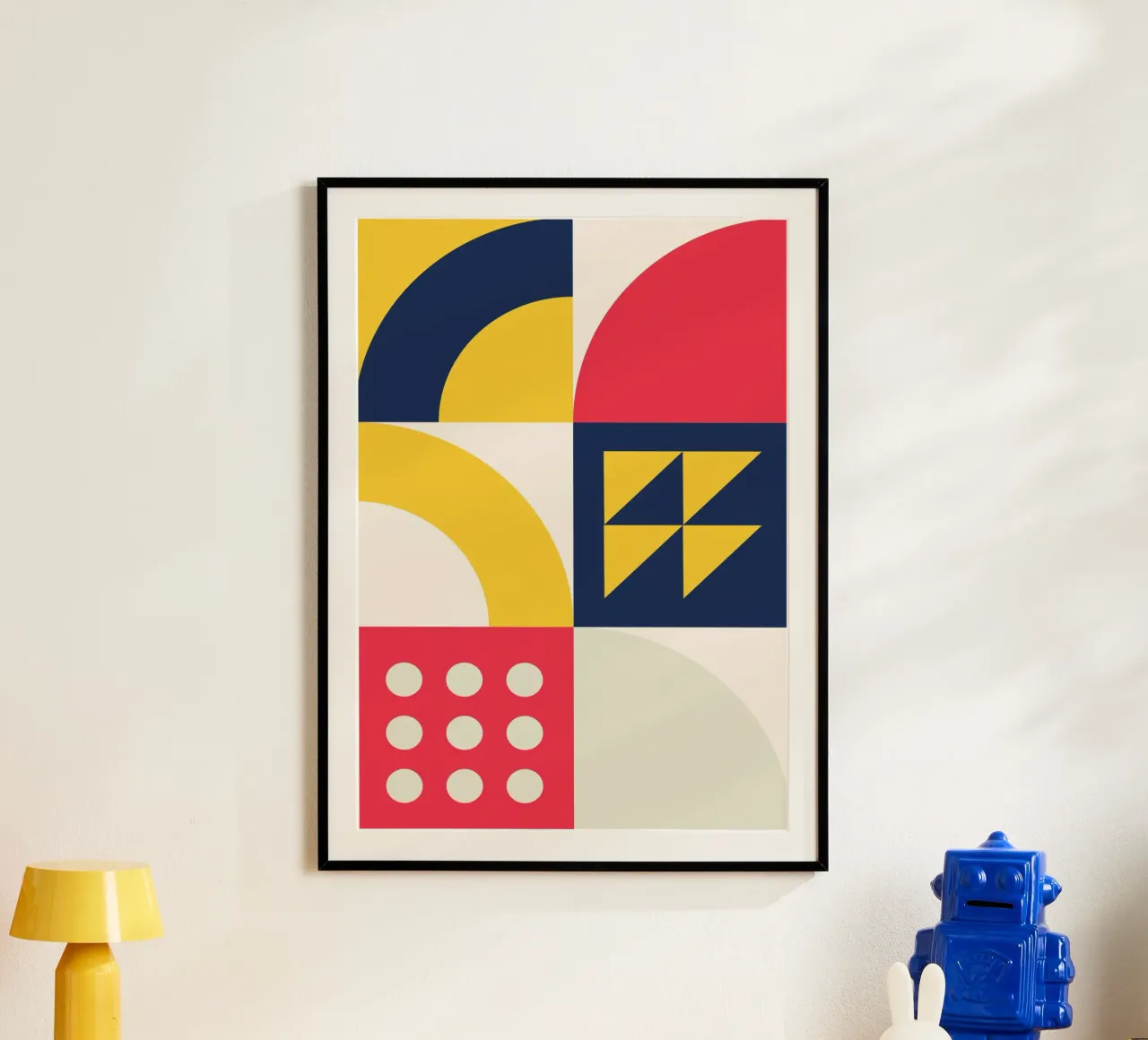 Modulaire Abstracte Kunst Geometrisch Raster Primaire Kleur Poster hahnemühle van Grungeo