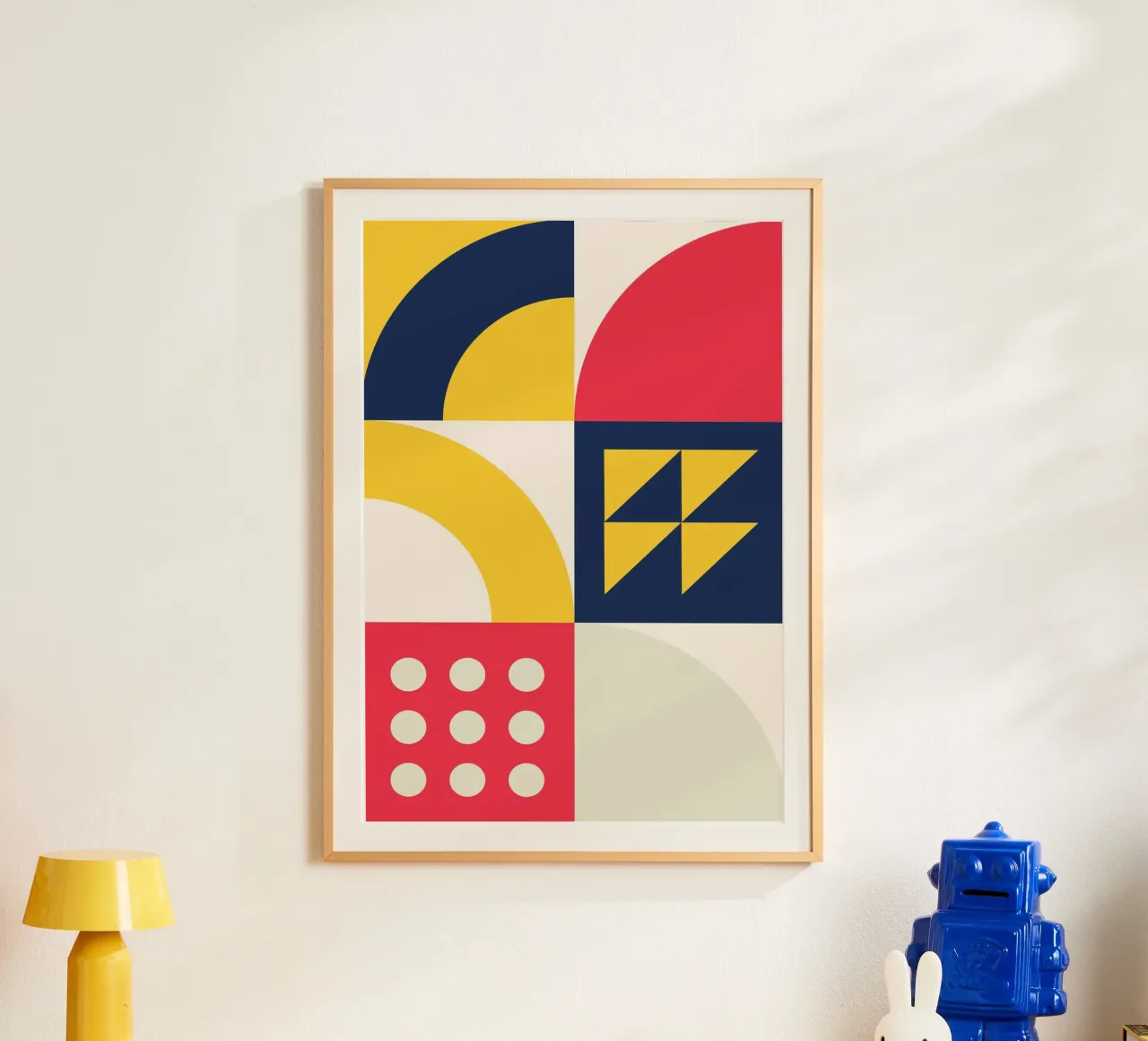 Modulaire Abstracte Kunst Geometrisch Raster Primaire Kleur Poster hahnemühle van Grungeo
