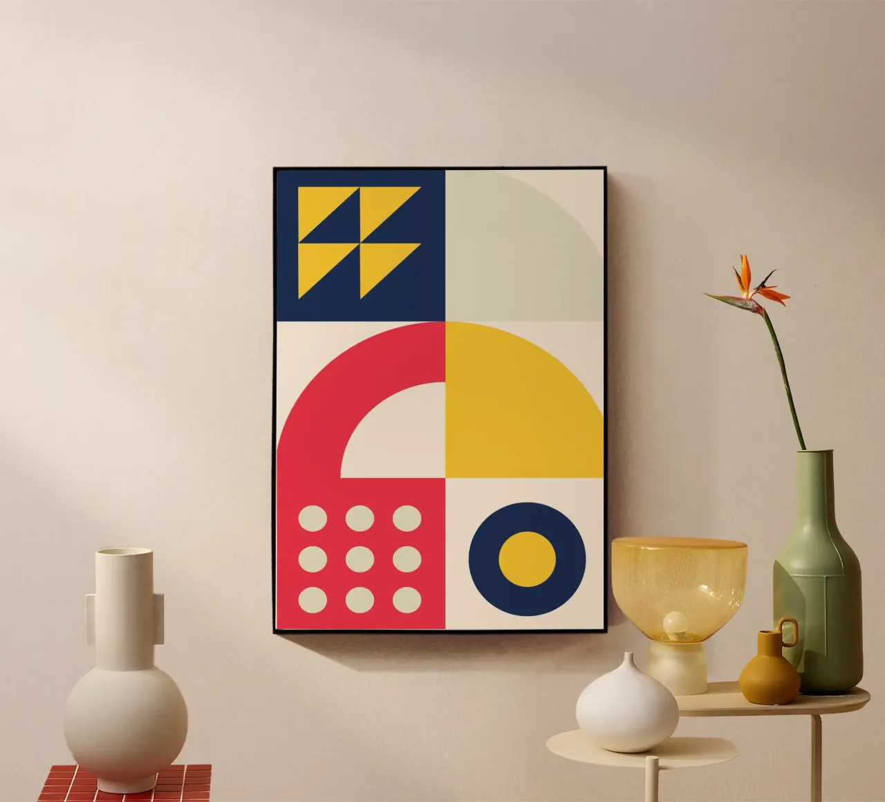 Poster con motivo geometrico astratto Colori e forme primarie plexiglass da Grungeo