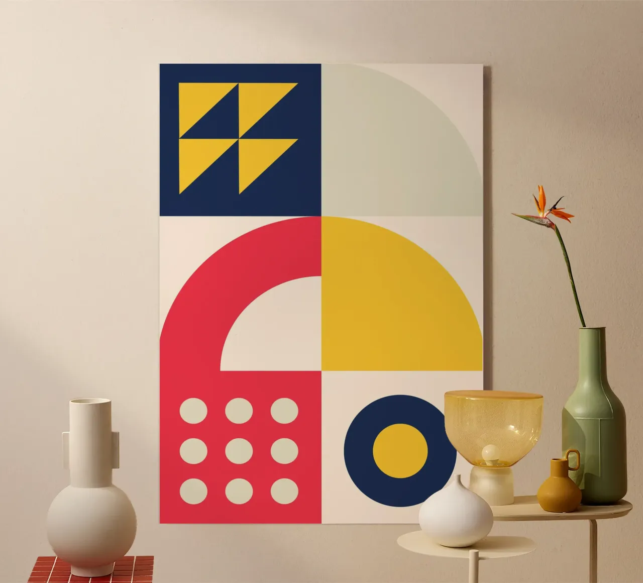 Poster con motivo geometrico astratto Colori e forme primarie plexiglass da Grungeo