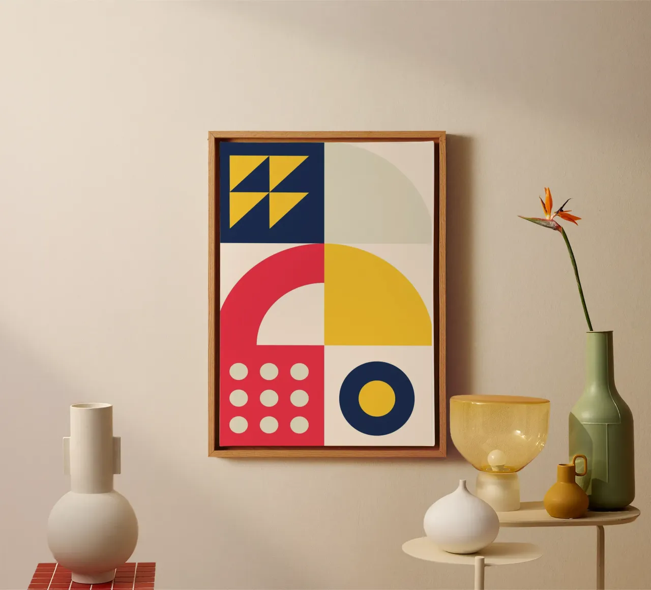 Poster con motivo geometrico astratto Colori e forme primarie tela da Grungeo