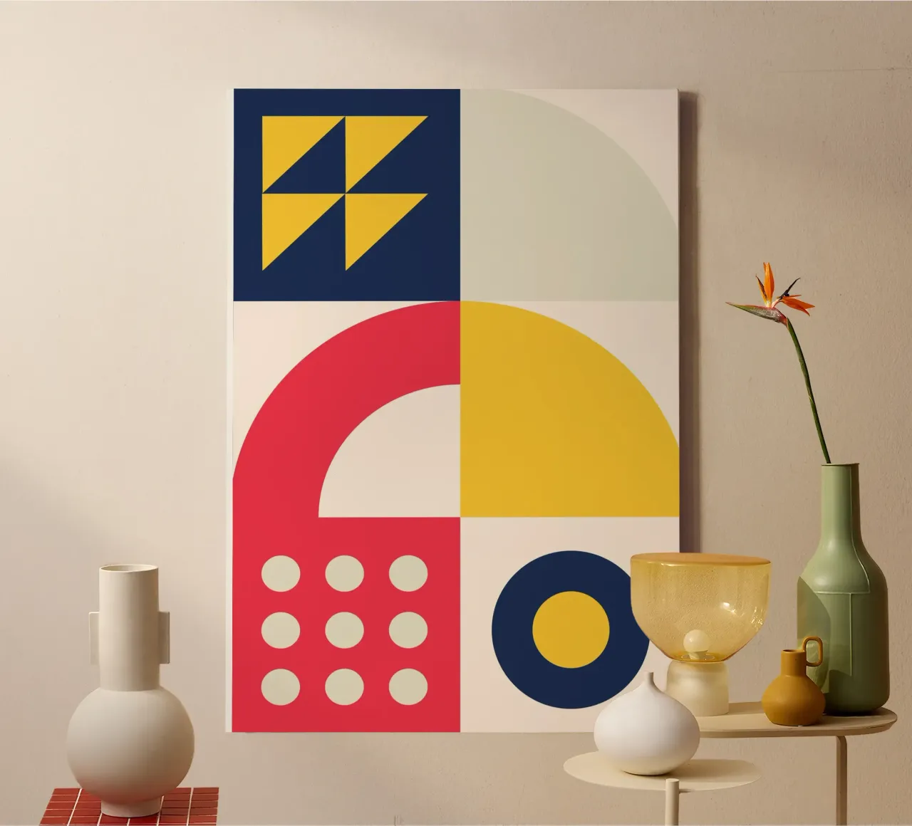 Poster con motivo geometrico astratto Colori e forme primarie tela da Grungeo