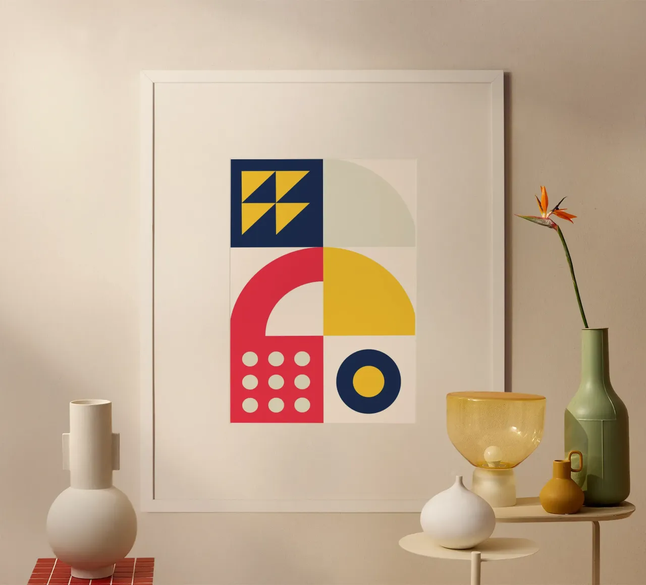 Abstract Geometric Pattern Poster Primary Colors & Shapes hahnemühle by Grungeo