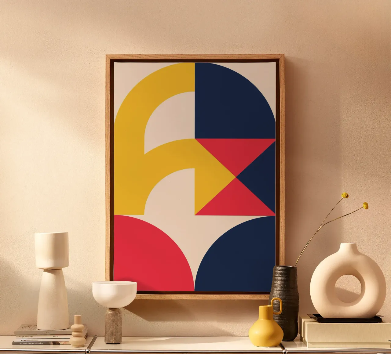Stampa astratta geometrica con sovrapposizione di colori primari Bauhaus tela da Grungeo