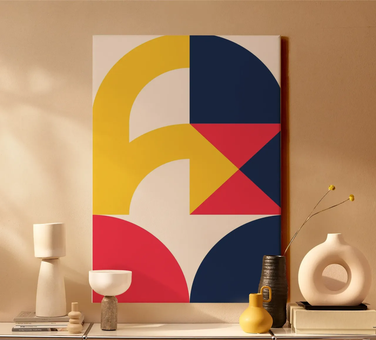 Stampa astratta geometrica con sovrapposizione di colori primari Bauhaus tela da Grungeo
