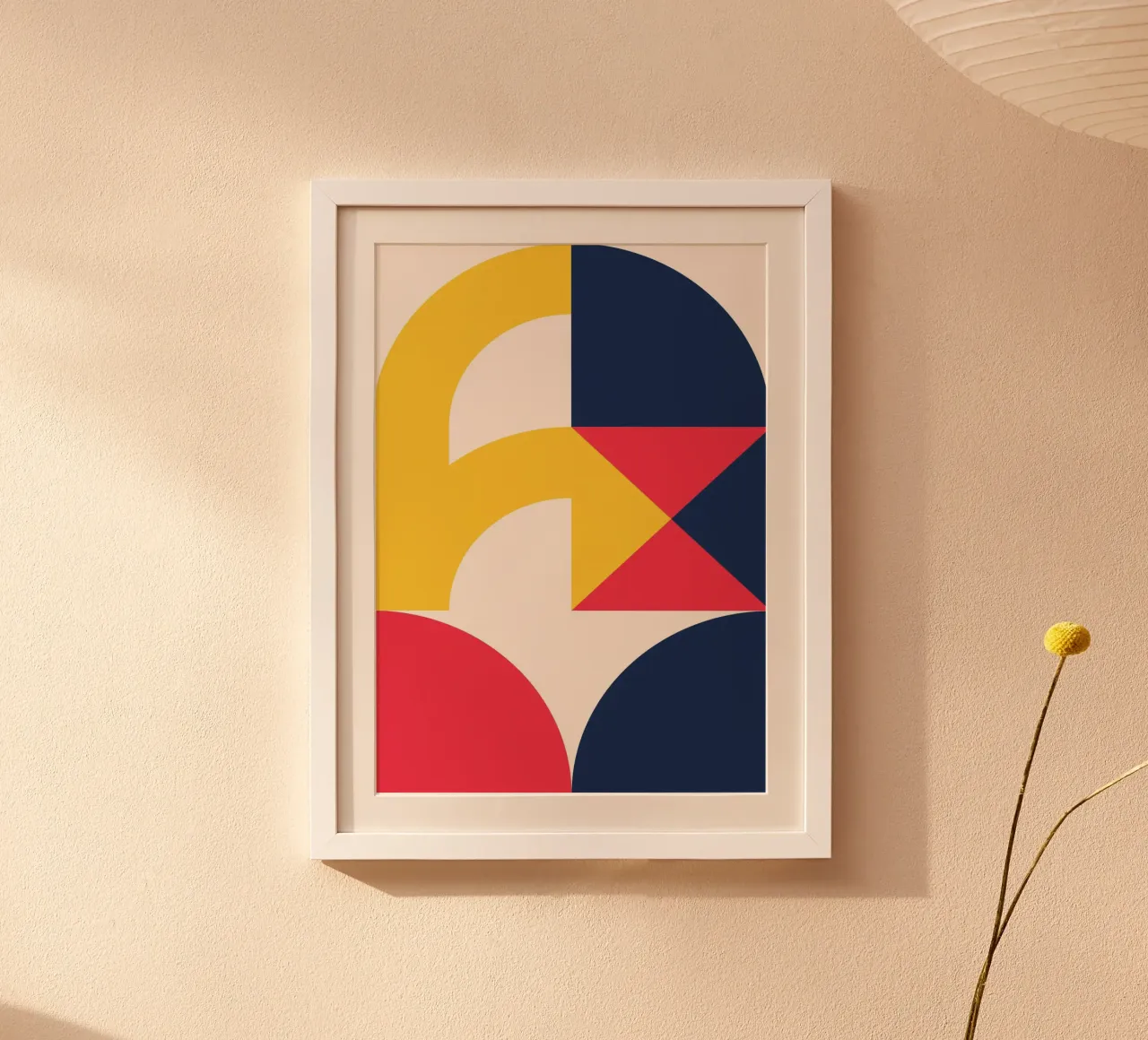 Abstracte Geometrische Overlap Primaire Kleuren Bauhaus Print poster van Grungeo