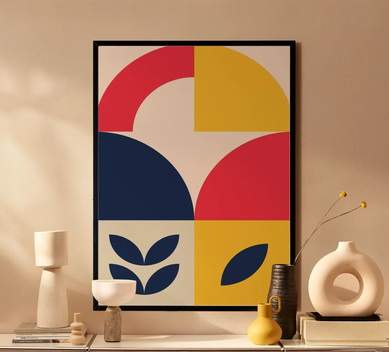 Poster astratto geometrico organico Colori primari metà secolo carta hahnemühle da Grungeo