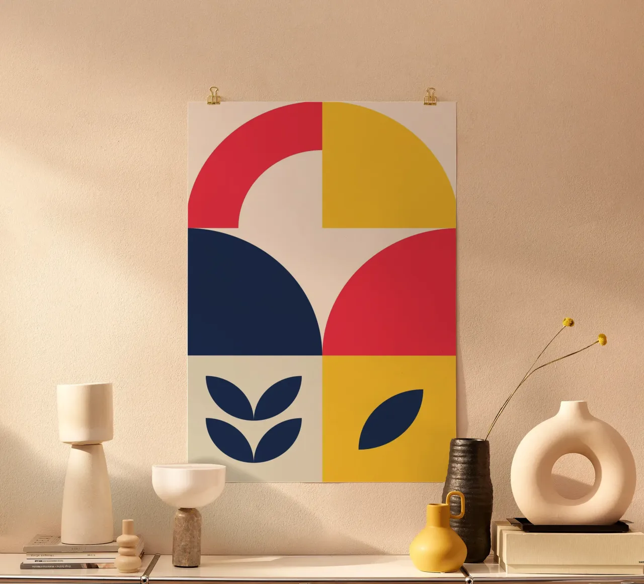 Poster astratto geometrico organico Colori primari metà secolo carta hahnemühle da Grungeo