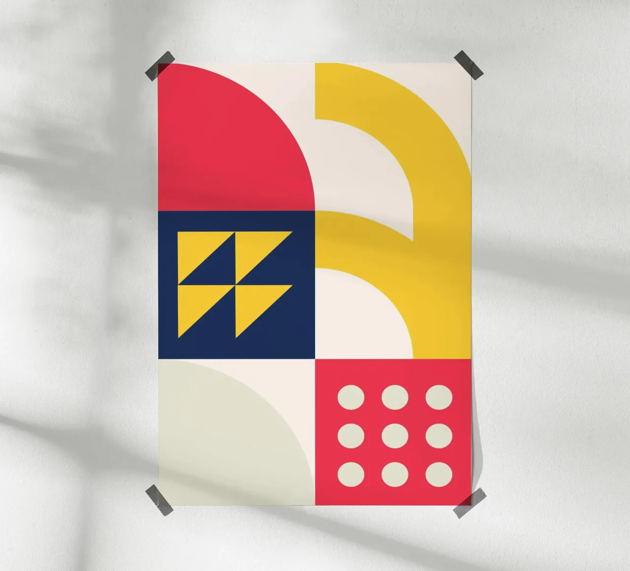 Dynamische Geometrische Abstracte Poster Primaire Kleuren Modulaire Kunst hahnemühle van Grungeo