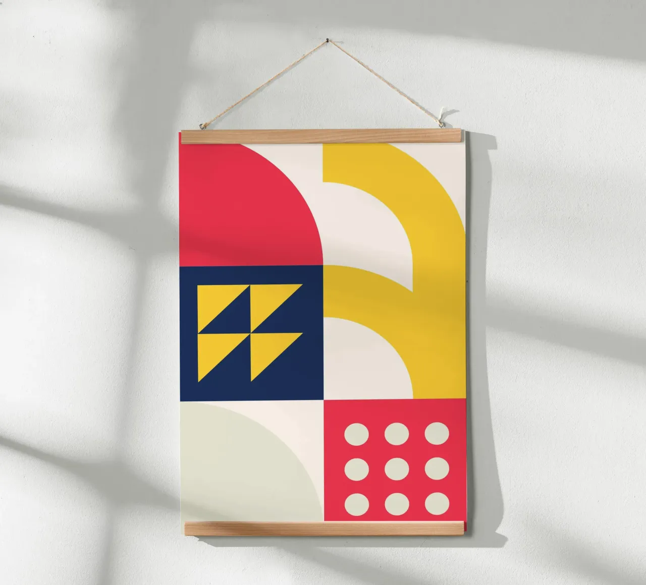 Dynamische Geometrische Abstracte Poster Primaire Kleuren Modulaire Kunst hahnemühle van Grungeo