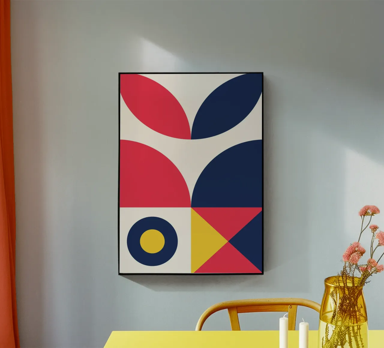 Póster Abstracto Orgánico y Geométrico Mediados de Siglo Colo Primario metacrilato de Grungeo
