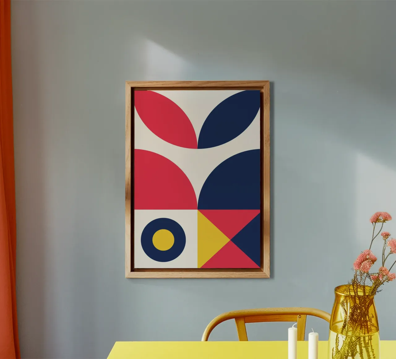 Poster astratto organico e geometrico Mid-Century Primary Colo alluminio dibond da Grungeo