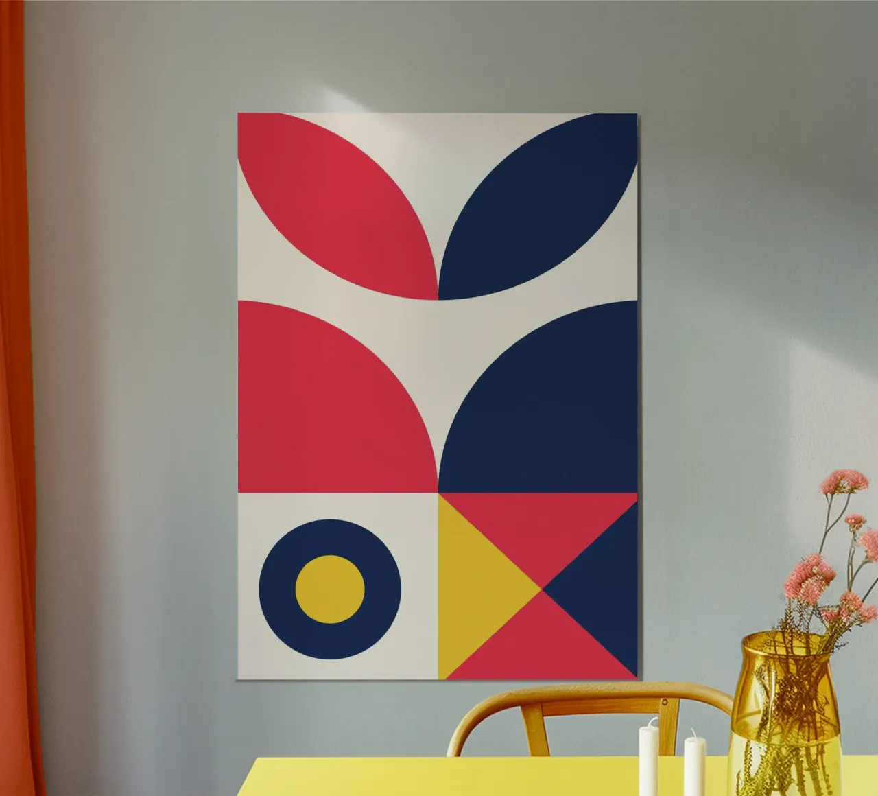 Poster astratto organico e geometrico Mid-Century Primary Colo alluminio dibond da Grungeo