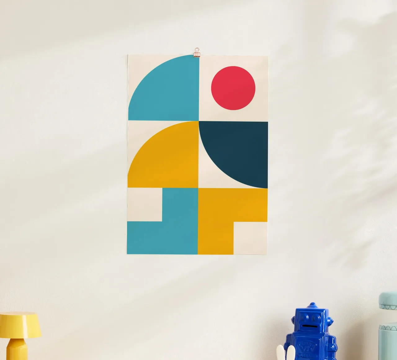 Abstract Geometric Color Block Poster Mid-Century Circles hahnemühle by Grungeo