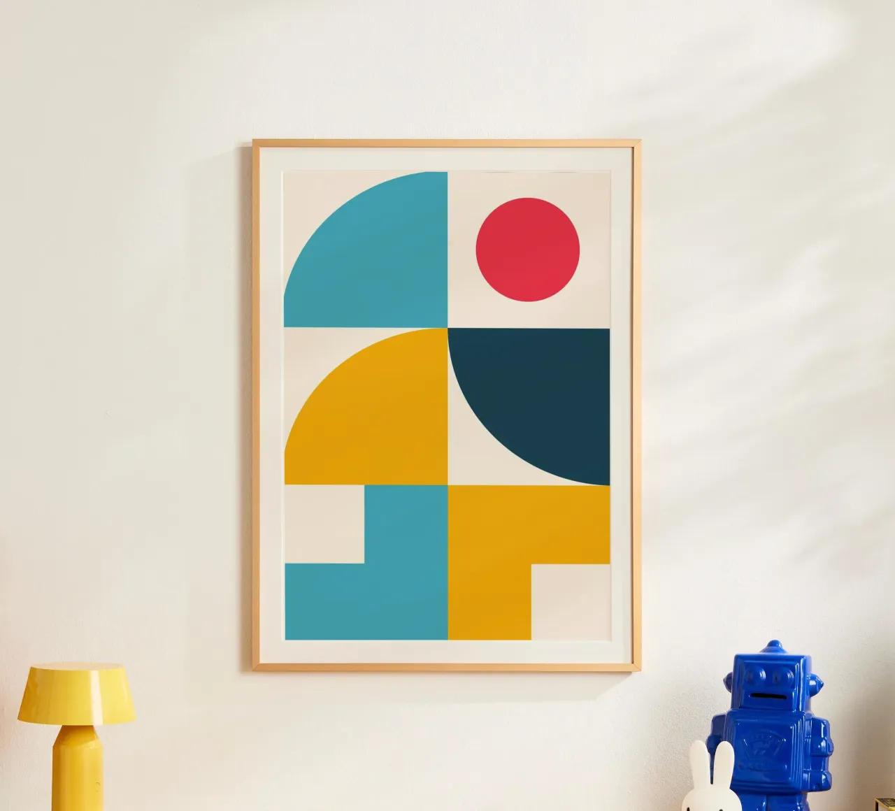 Abstract Geometric Color Block Poster Mid-Century Circles hahnemühle by Grungeo