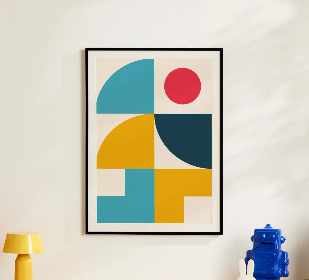 Abstract Geometric Color Block Poster Mid-Century Circles hahnemühle by Grungeo