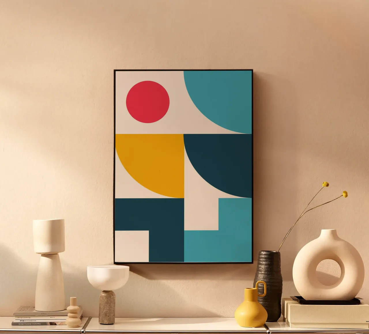 Astratto Bauhaus Color Block Art Geometrico Mid-Century alluminio dibond da Grungeo