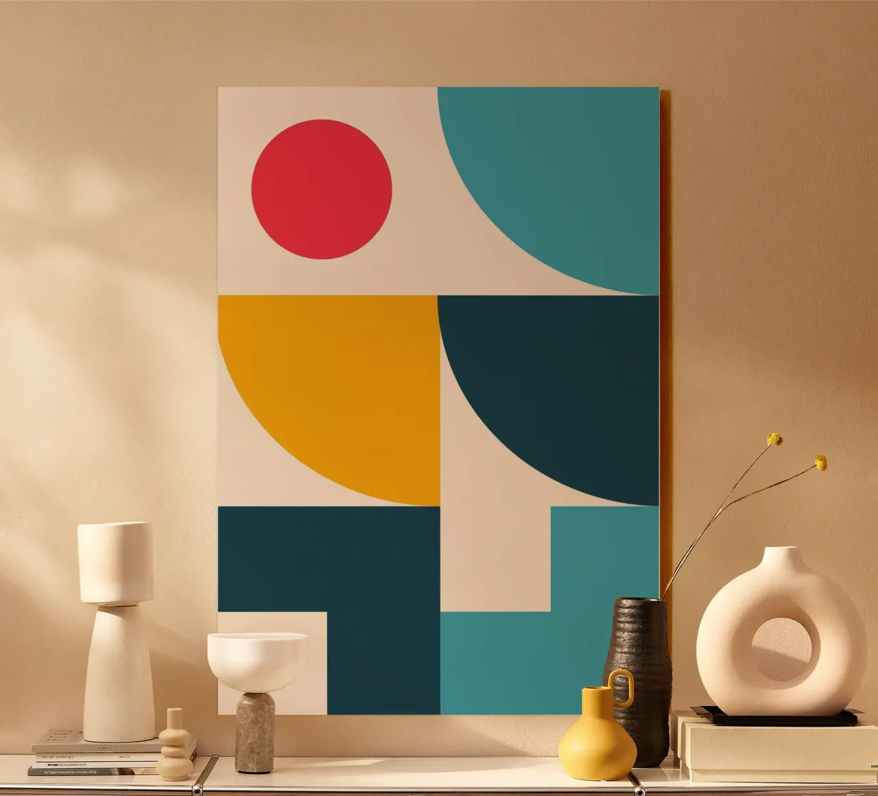 Astratto Bauhaus Color Block Art Geometrico Mid-Century alluminio dibond da Grungeo