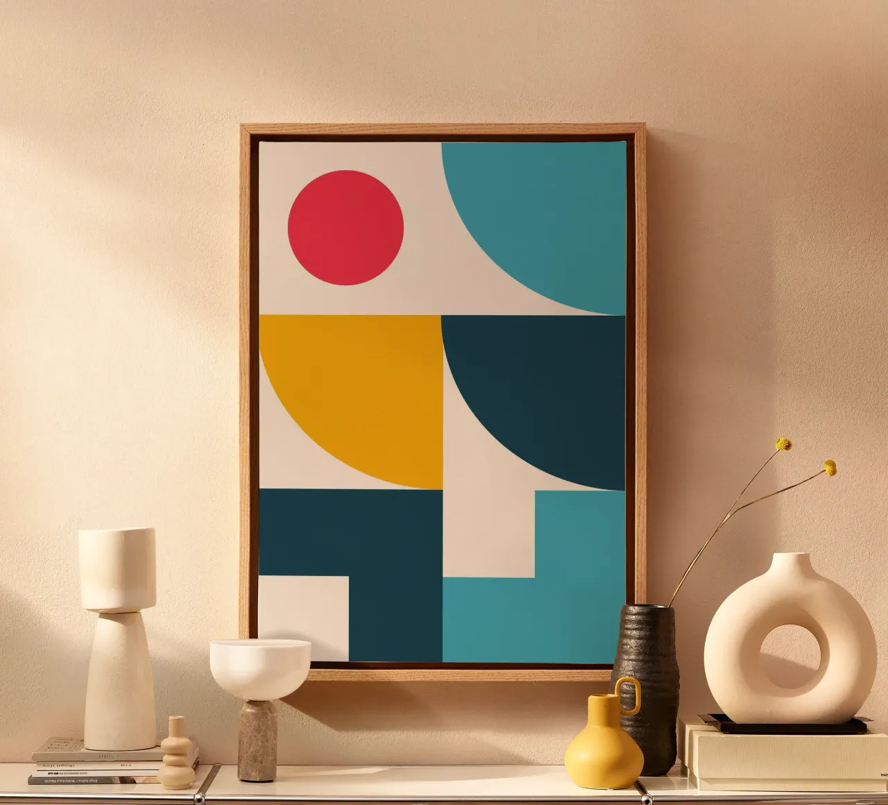 Abstract Bauhaus Color Block Art Geometric Mid-Century canvas by Grungeo