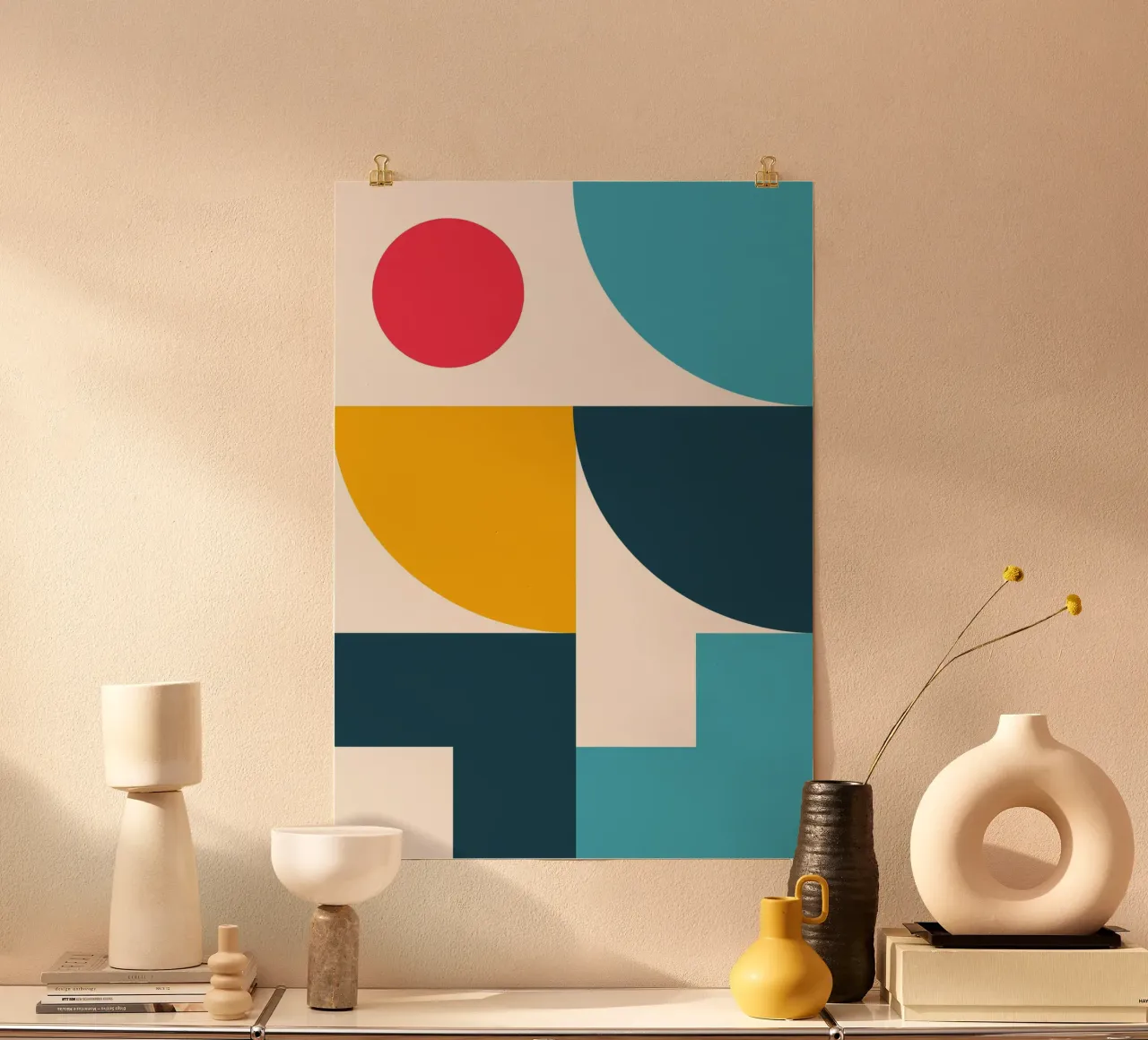 Abstract Bauhaus Color Block Art Geometric Mid-Century hahnemühle by Grungeo