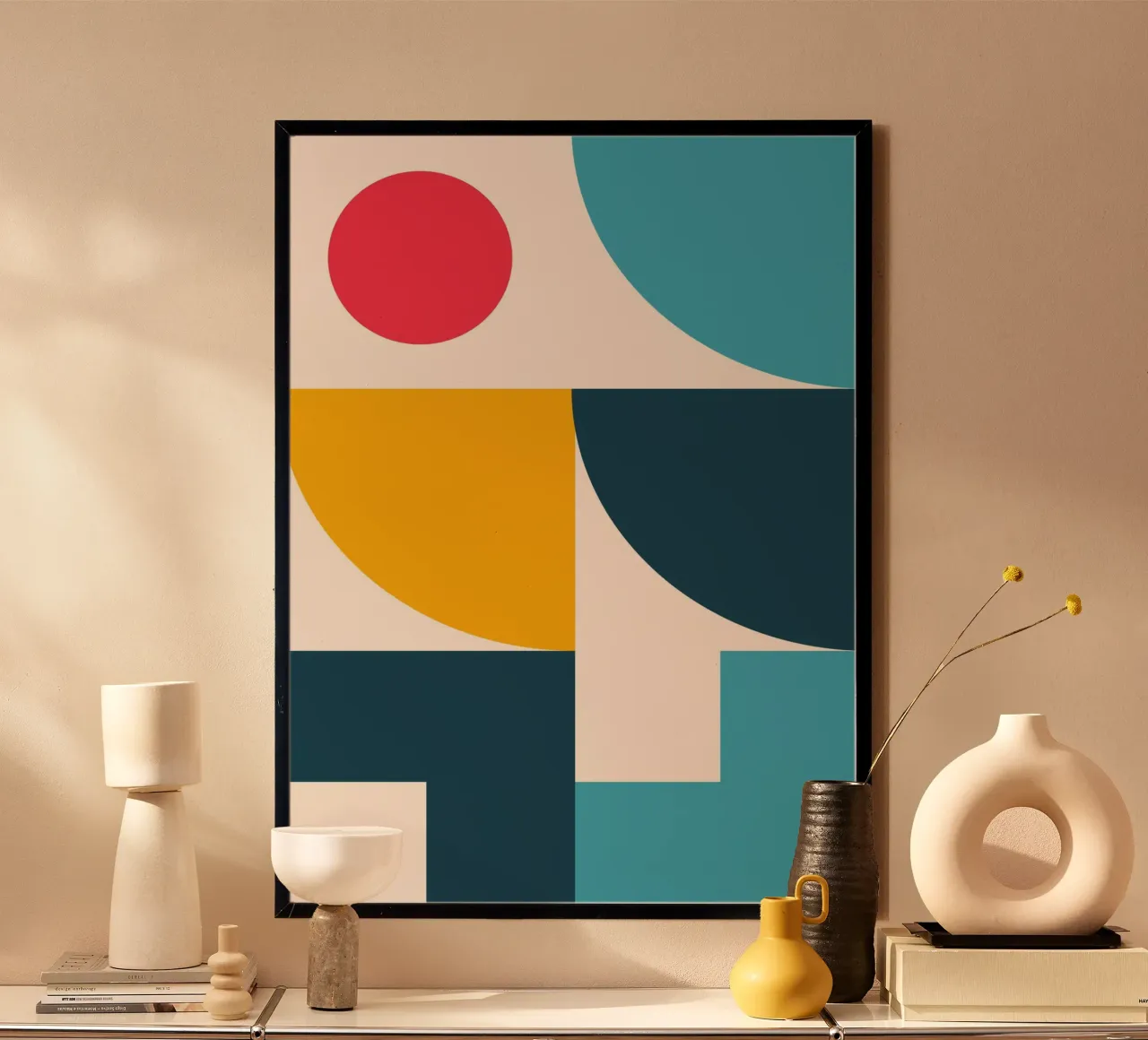 Abstract Bauhaus Color Block Art Geometric Mid-Century hahnemühle by Grungeo