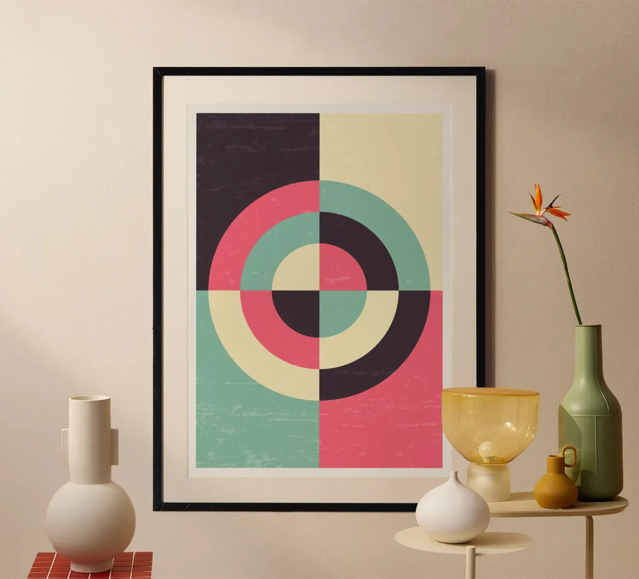Stampa bersagliata geometrica a blocchi di colore in stile Bauhaus poster da Grungeo