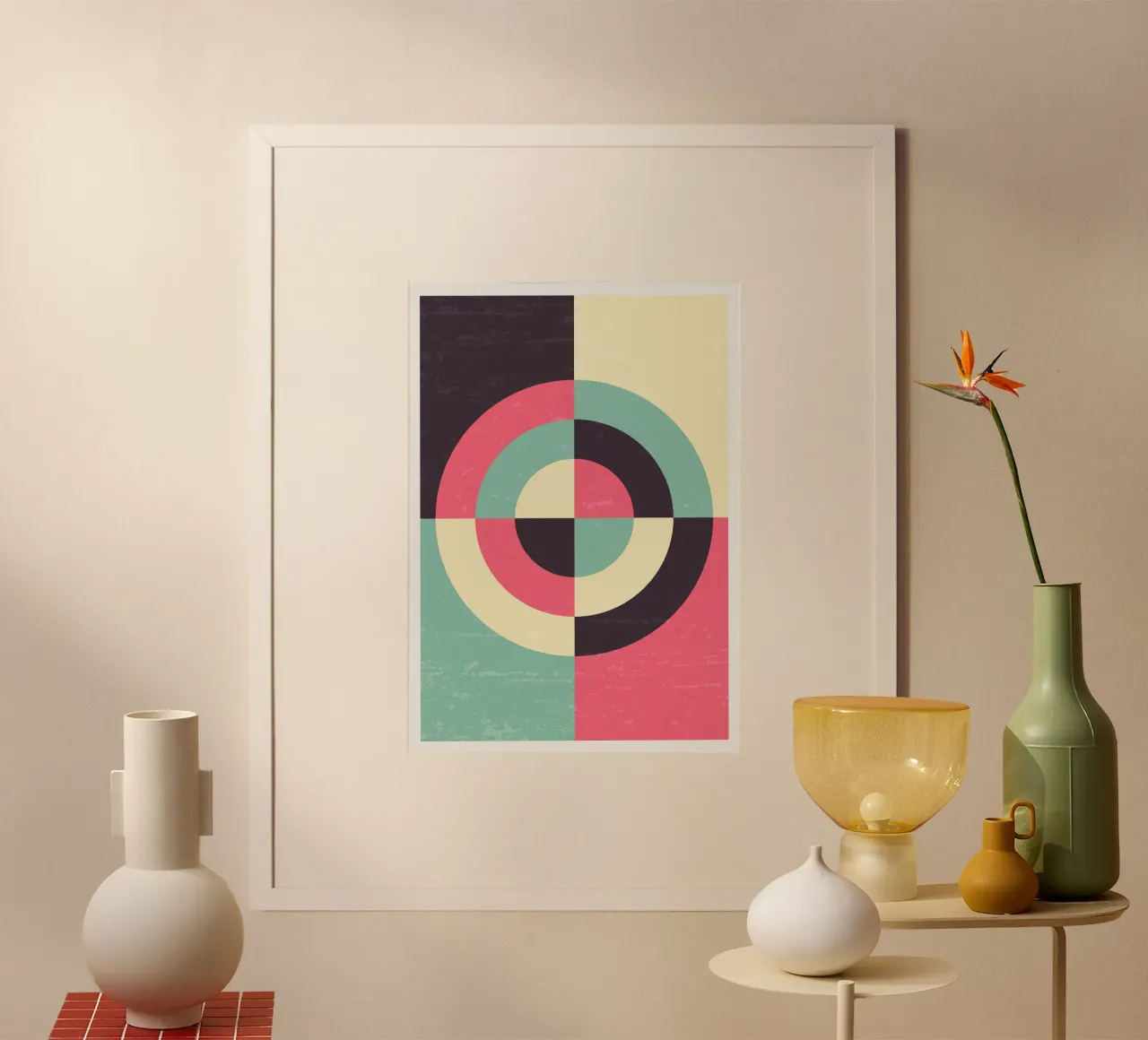 Stampa bersagliata geometrica a blocchi di colore in stile Bauhaus poster da Grungeo