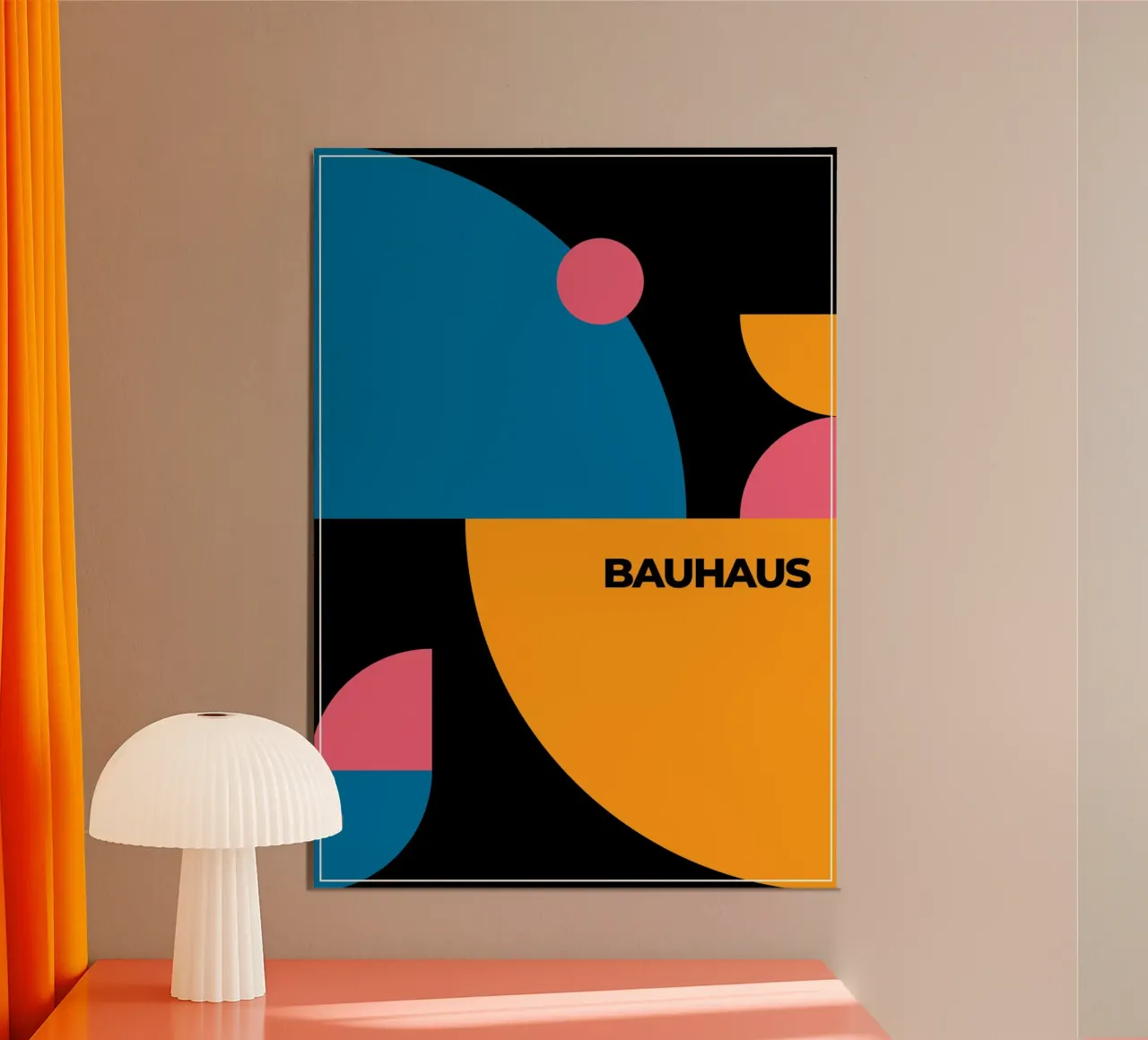 Bauhaus Abstract Dynamic Circles Black Background Art alu-dibond by Grungeo