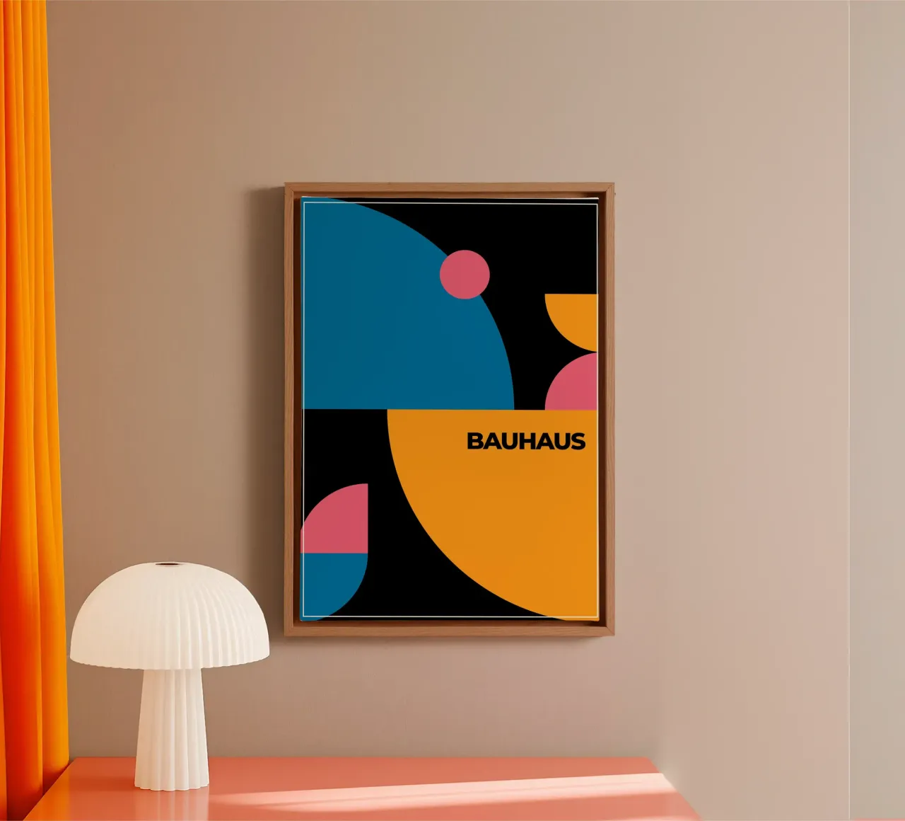 Bauhaus abstracte dynamische cirkels zwarte achtergrond kunst canvas van Grungeo