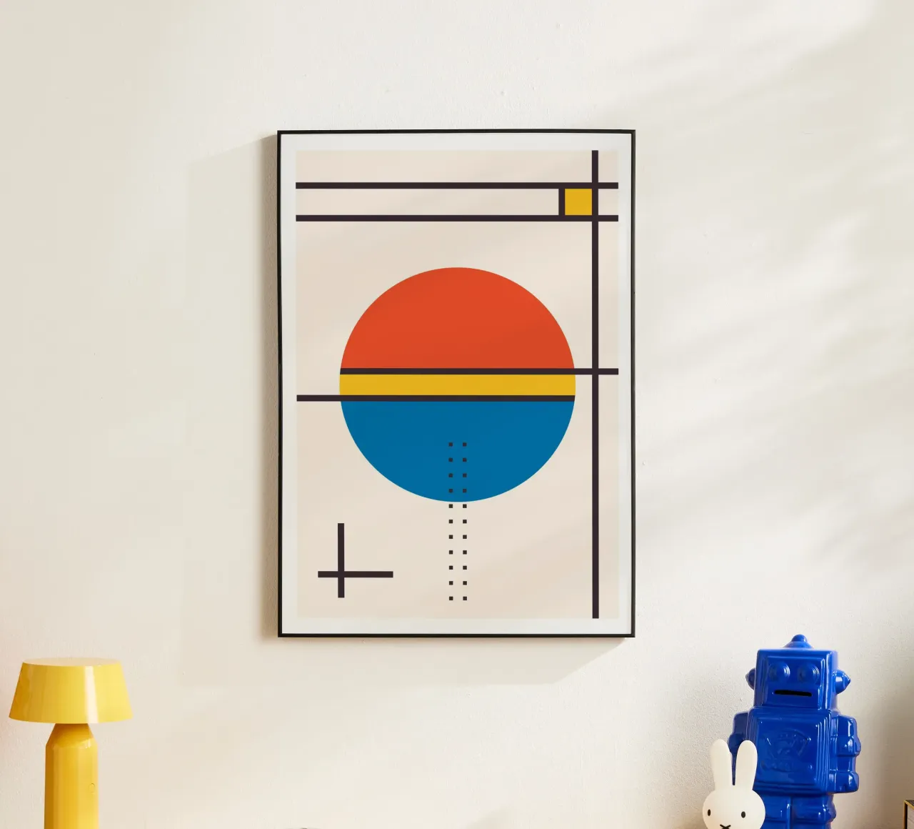 Stile Kandinsky Cerchio Linee Colori Primari Arte Geometrica alluminio dibond da Grungeo