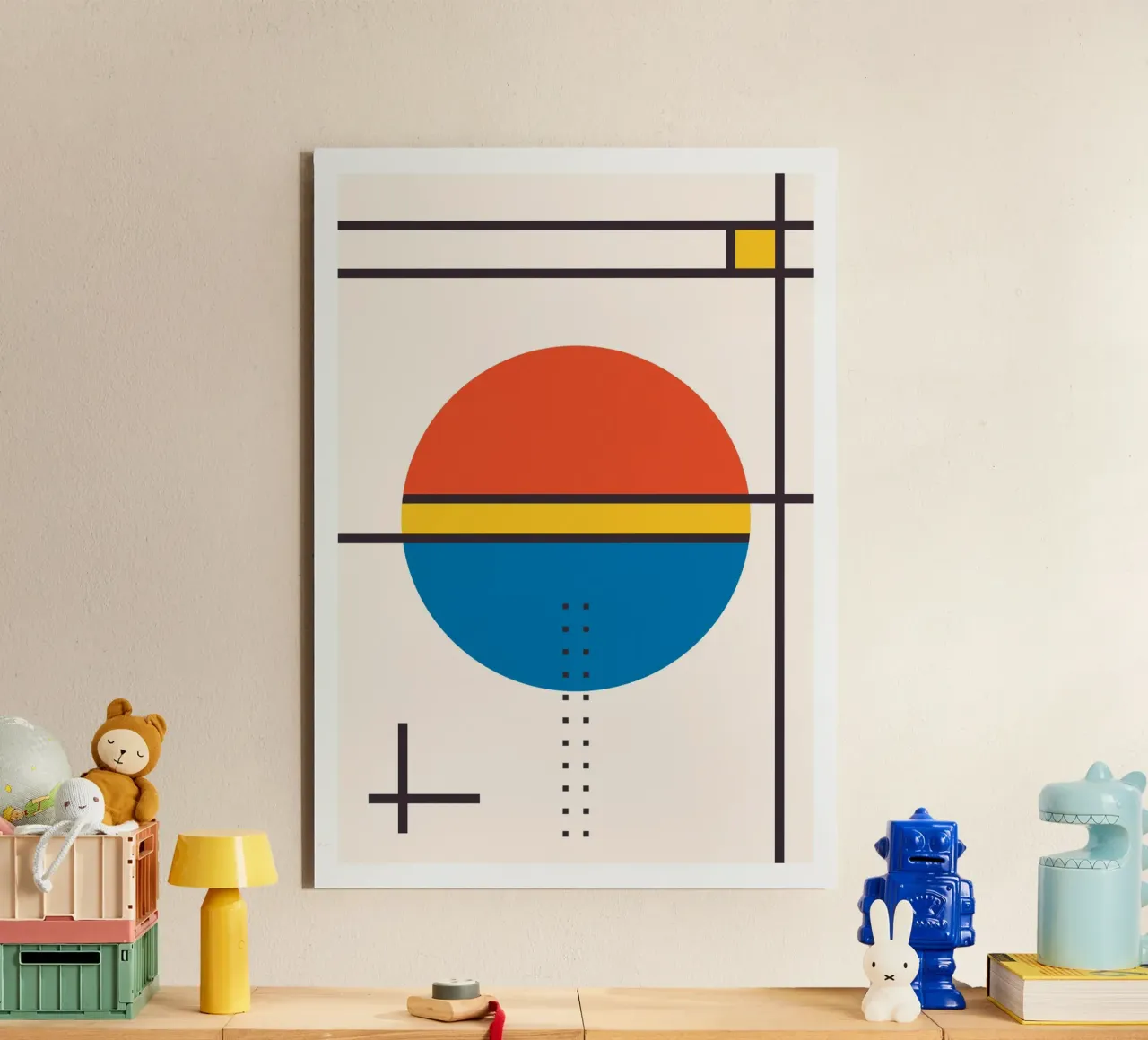 Stile Kandinsky Cerchio Linee Colori Primari Arte Geometrica alluminio dibond da Grungeo