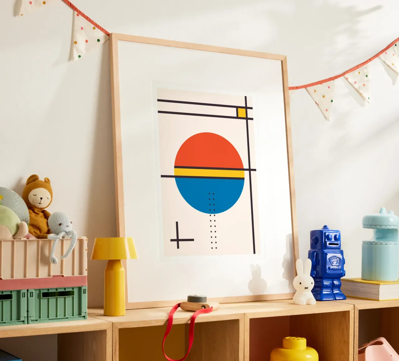 Kandinsky Style Circle Lines Primary Colors Geometric Art hahnemühle by Grungeo