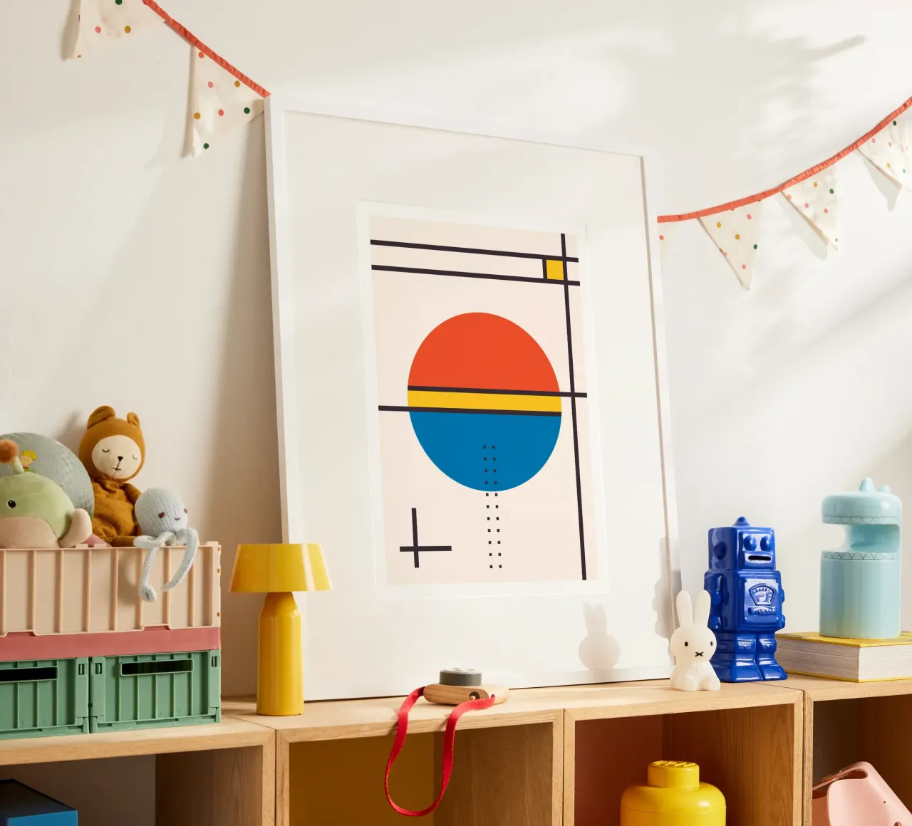 Kandinsky Style Circle Lines Primary Colors Geometric Art hahnemühle by Grungeo