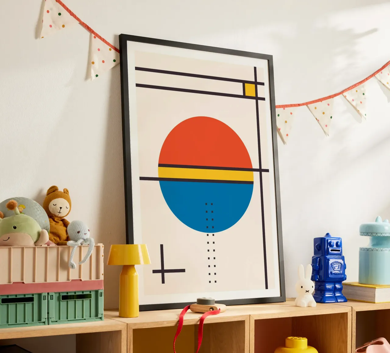 Kandinsky Style Circle Lines Primary Colors Geometric Art hahnemühle by Grungeo