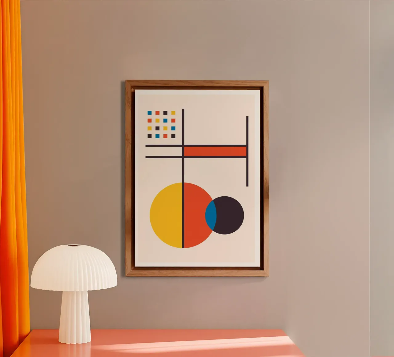 Arte astratta di forme geometriche primarie ispirate a Kandinsky alluminio dibond da Grungeo