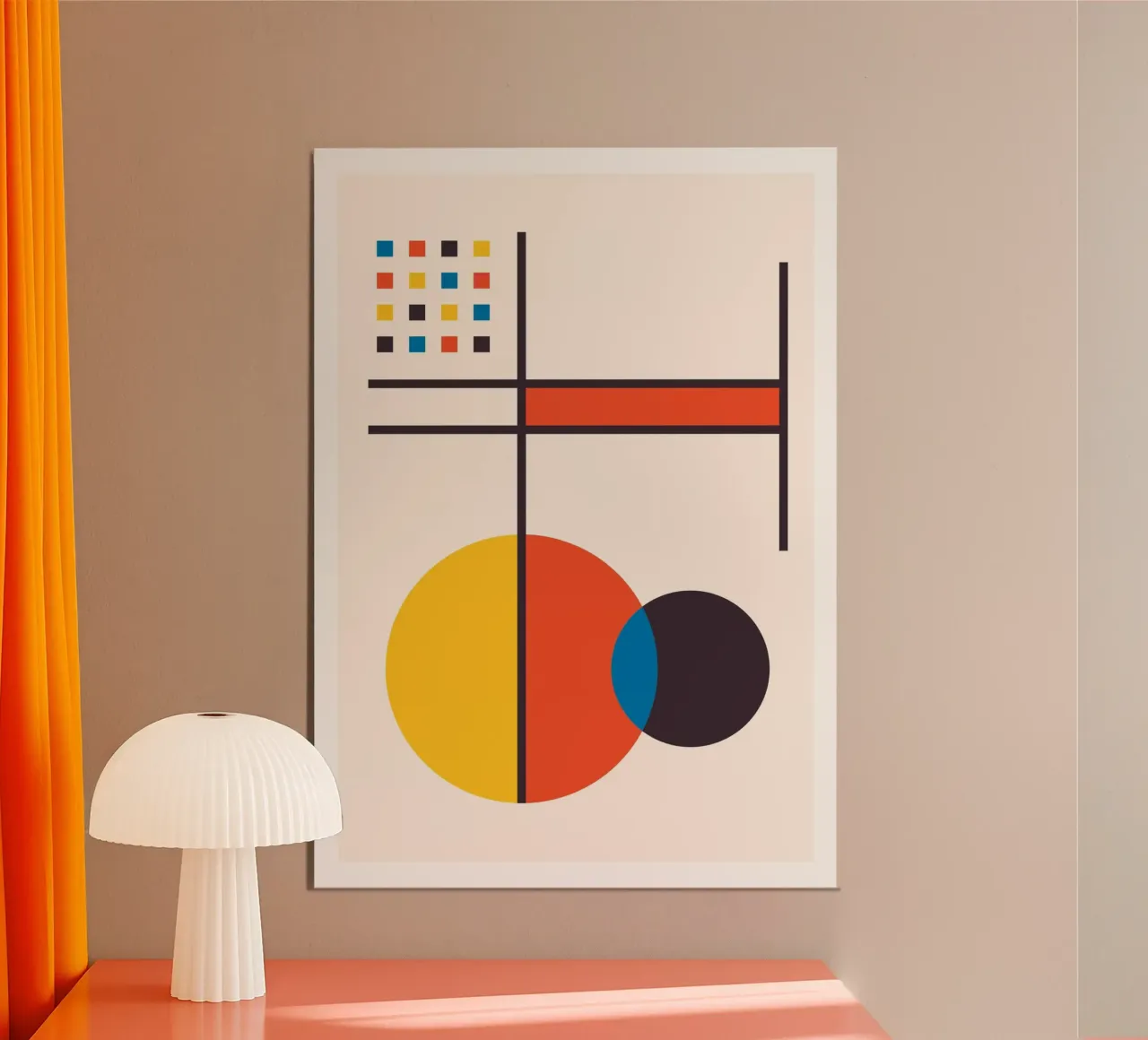 Arte astratta di forme geometriche primarie ispirate a Kandinsky alluminio dibond da Grungeo