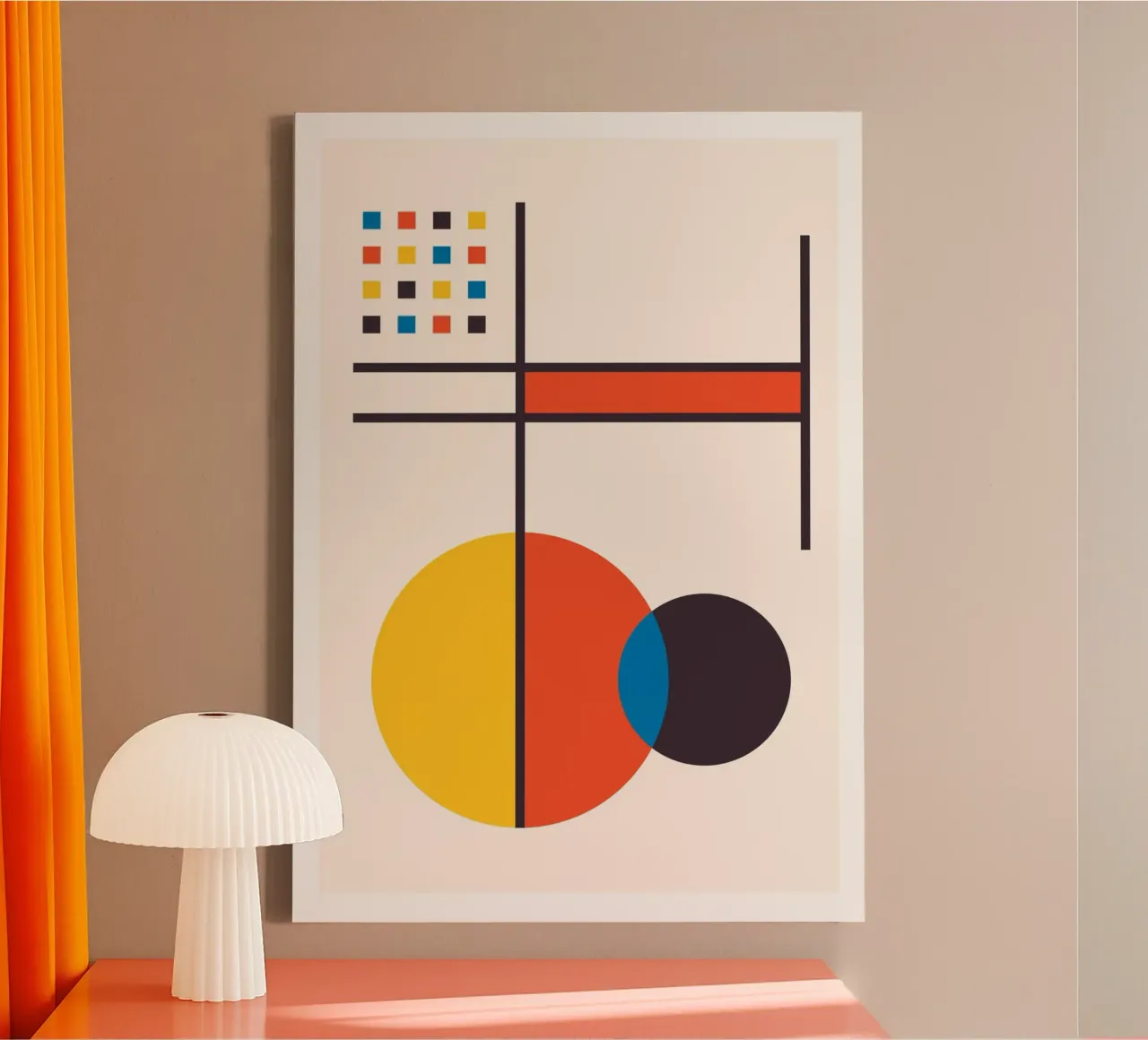 Kandinsky Inspired Geometric Primary Shapes Abstract Art canvas by Grungeo