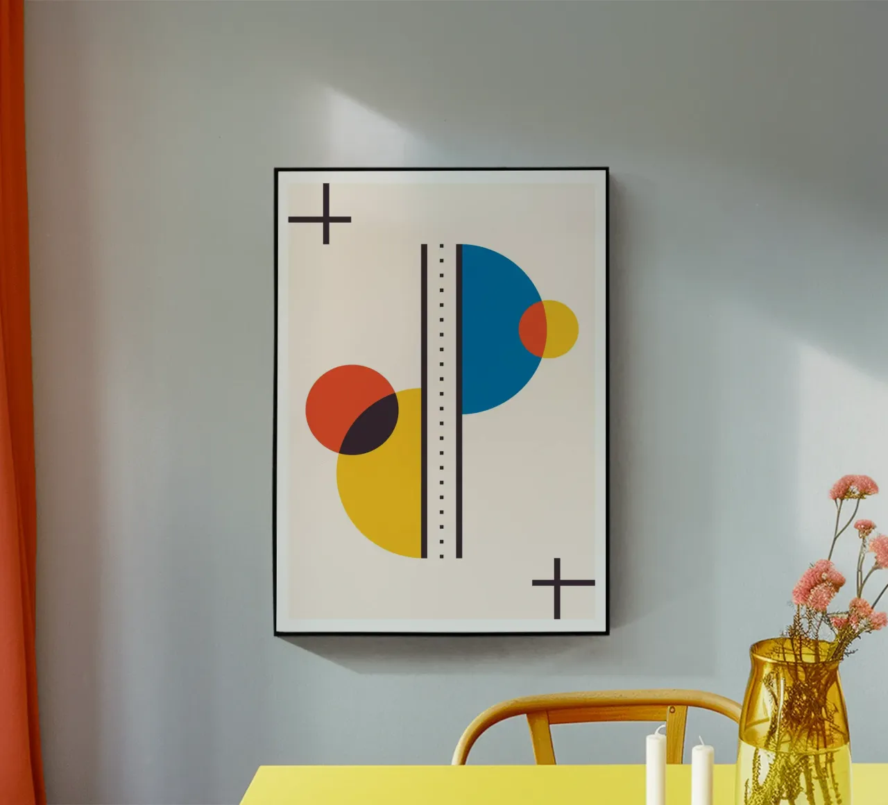 Abstract Primary Circles Composition Bauhaus Geometric Art metacrilato de Grungeo