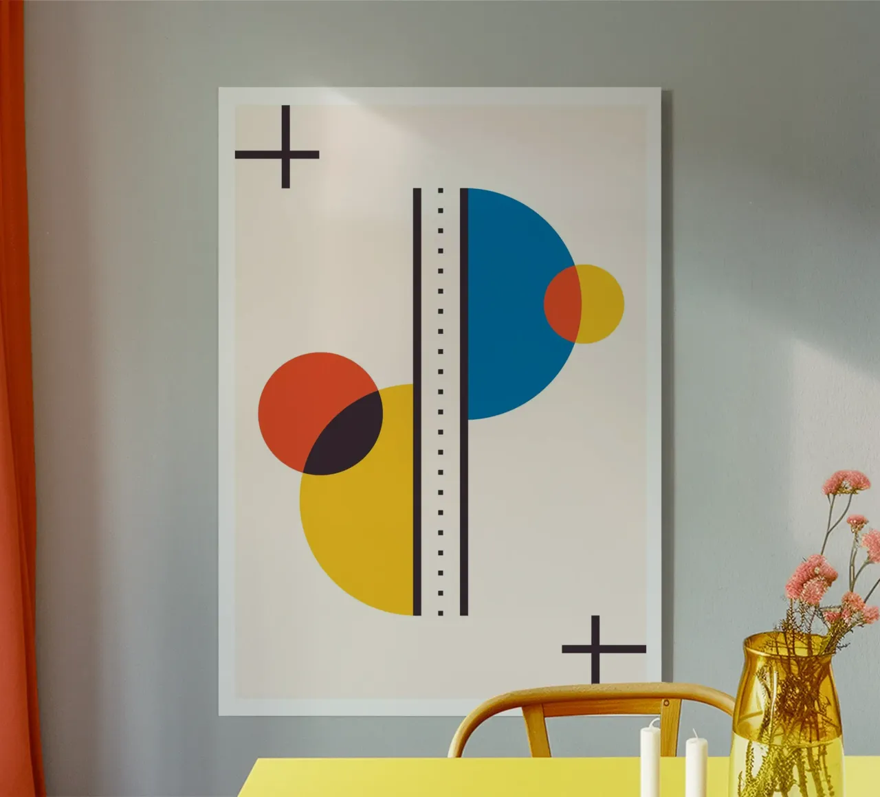 Abstract Primary Circles Composition Bauhaus Geometric Art metacrilato de Grungeo