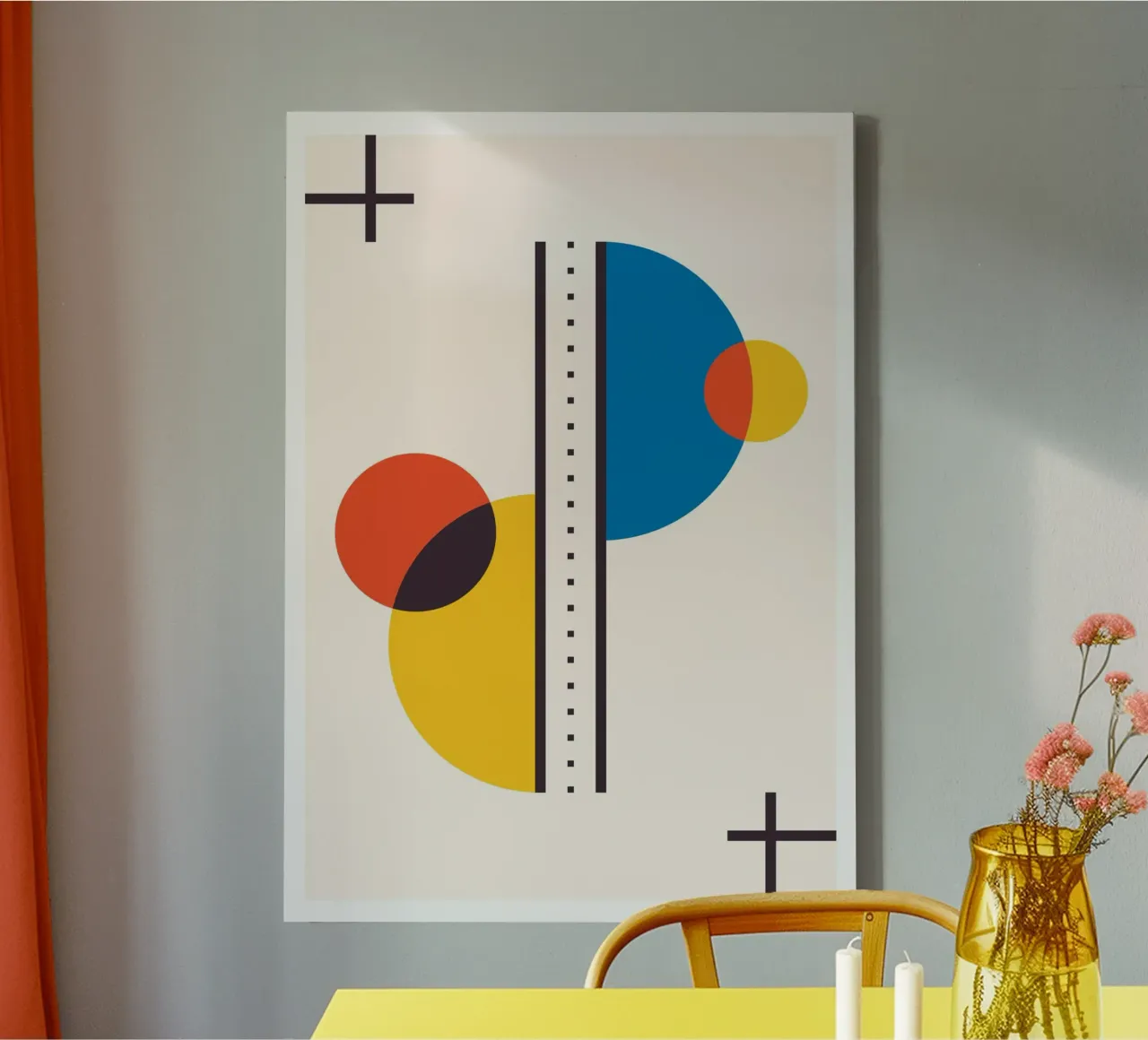 Abstract Primary Circles Composition Bauhaus Geometric Art canvas by Grungeo