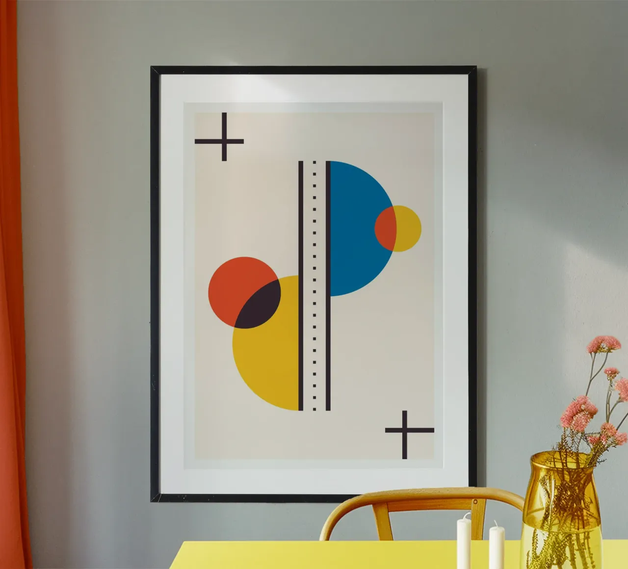 Abstract Primary Circles Composition Bauhaus Geometric Art poster de Grungeo