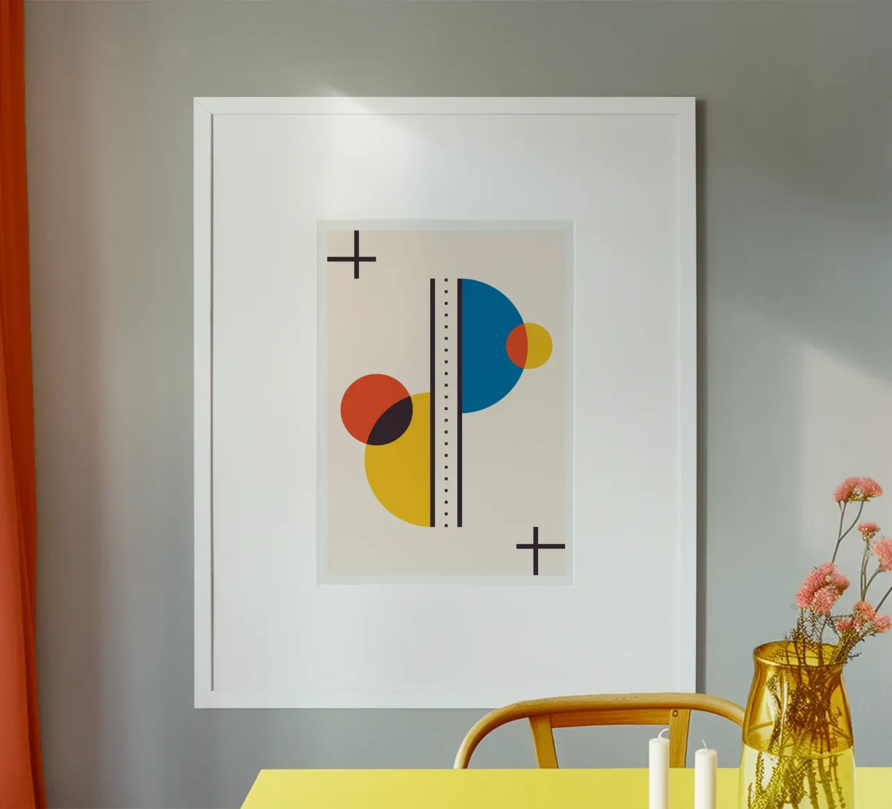 Abstract Primary Circles Composition Bauhaus Geometric Art poster de Grungeo