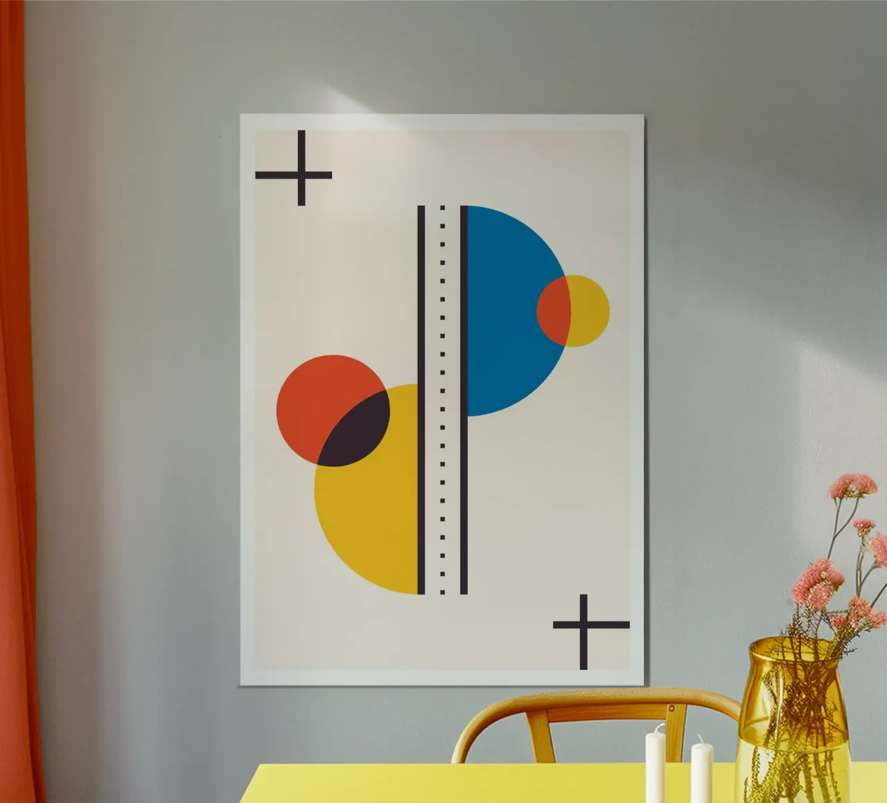 Abstract Primary Circles Composition Bauhaus Geometric Art poster de Grungeo