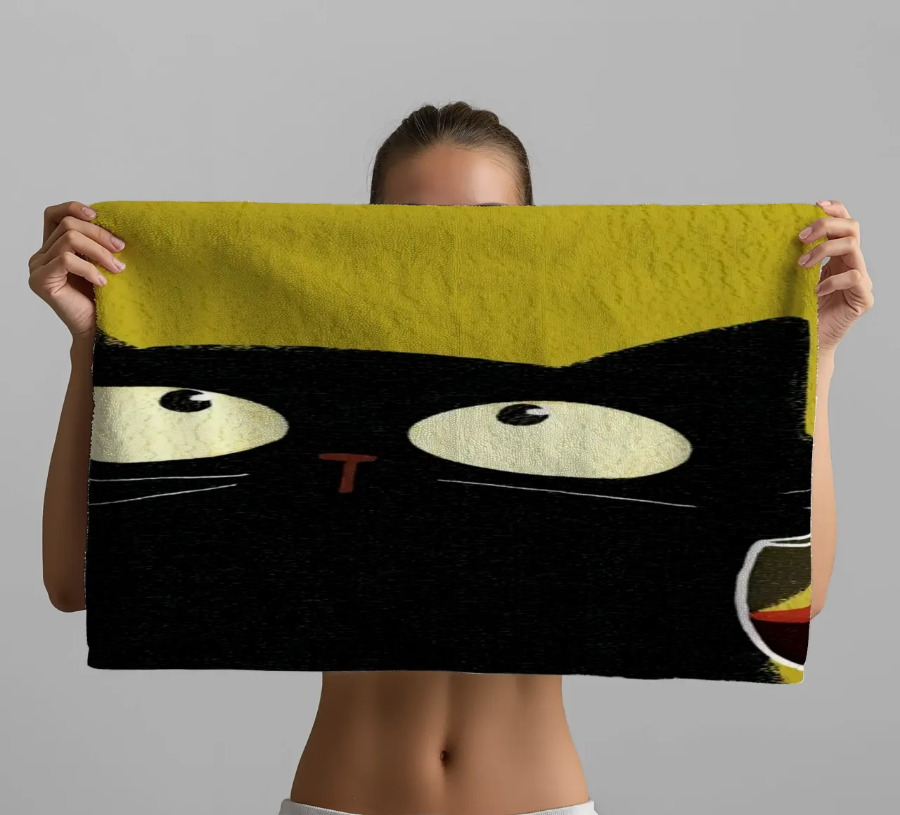 Gatto felice asciugamano da bagno da HookASmile